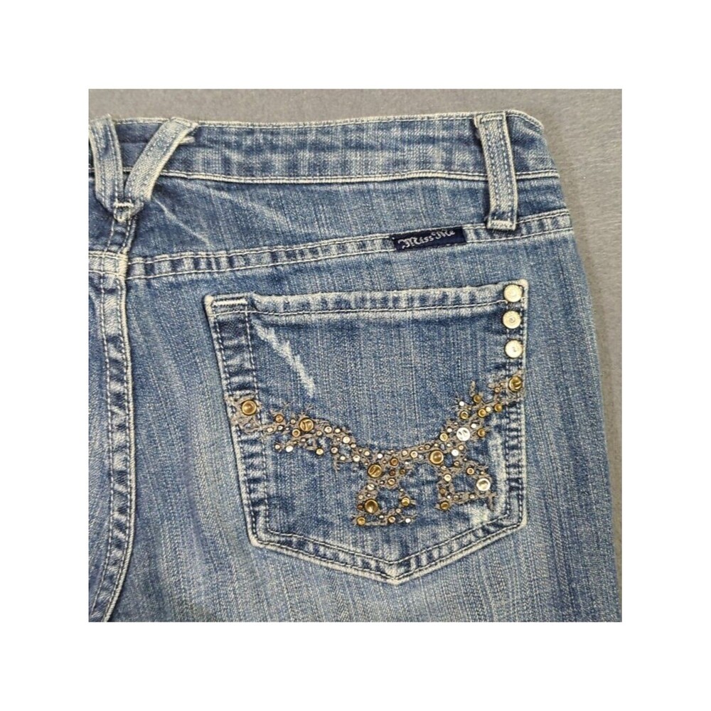 Miss Me Jeans Women's 31 Blue Embellished Pockets Bootcut Denim